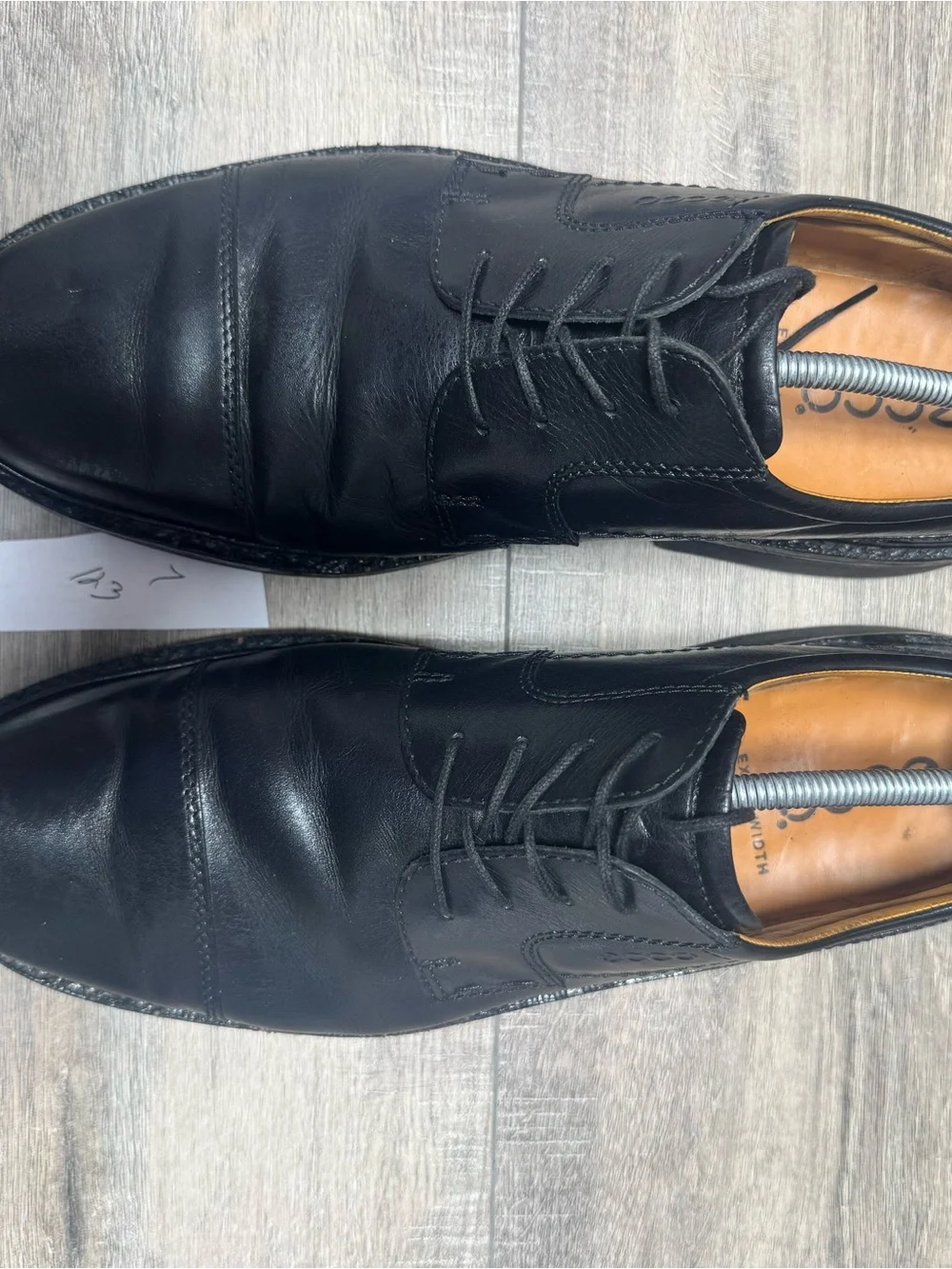 Ecco Black Cap-Toe Leather Derby Shoes